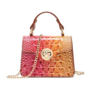 Chic Crocodile Leather Bags Mini Top-Handle Clutch Compact Evening Bag O_O